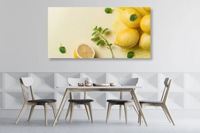Stampa su tela – Limoni con menta
