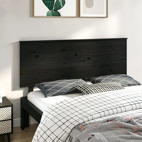 Testiera per Letto Nera 164x6x82,5 cm in Legno Massello di Pino