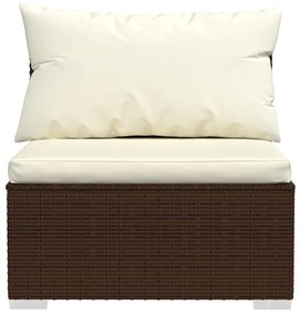 Set Divani da Giardino 6 pz con Cuscini in Polyrattan Marrone