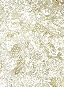 Grafische Tapete Horimono von Jean Paul Gaultier - Or