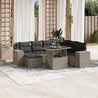 Set Divano da Giardino 8pz con Cuscini Grigio Chiaro Polyrattan 3269332