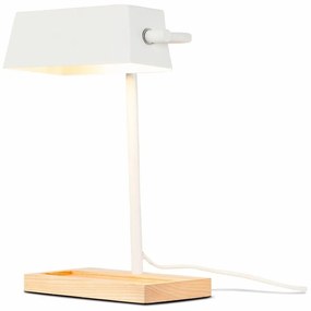 Lampada da tavolo con paralume in metallo di colore bianco e naturale (altezza 40 cm) Cambridge - it's about RoMi
