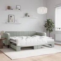 Divano Letto con Letto Estraibile Grigio Chiaro 90x200 Vellutocod mxl 130578