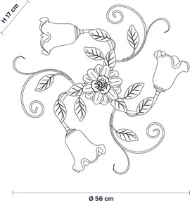 Plafoniera Arte Povera Cesto Metallo Bianco E Oro 3 Luci E14