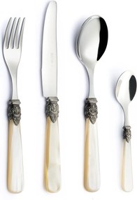 Servizio Set di Posate 24 pezzi in Acciaio Inox Eme Napoleon Perlato Avorio 13...