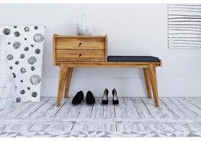 Panca con cassetti in legno di quercia con seduta blu Retro - The Beds