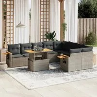 Set Divano da Giardino 10 pz con Cuscini Grigio in Polyrattan 3273678