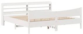 Giroletto con testiera bianco 200x200 cm legno massello di pino