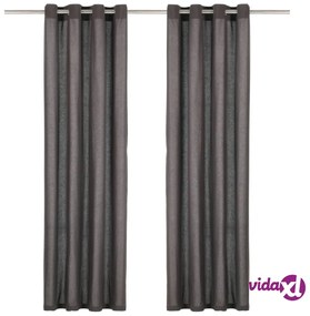 vidaXL Tende con Anelli in Metallo 2 pz in Cotone 140x245 cm Antracite