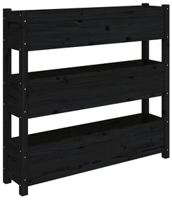 Fioriera Nera 112x25x104,5 cm in Legno Massello di Pino