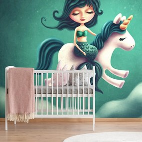 Carta da parati – Sirenetta con unicorno
