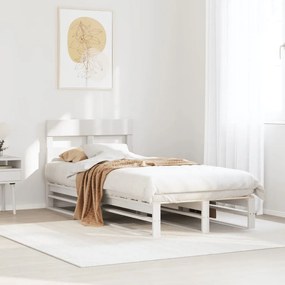 Letto Senza Materasso Bianco 90x190 Cm İn Legno Massello Pino /