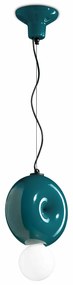 Sospensione Vintage Decò Bumbum 1 Elemento Ceramica Verde Petrolio 1 Luce E27