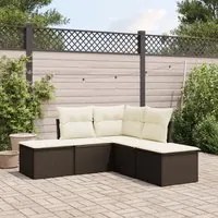 Set Divano da Giardino 5 pz con Cuscini Marrone in Polyrattan 3249562