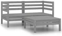 Set Divani da Giardino 3 pz in Legno Massello di Pino Grigio cod mxl 38713