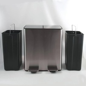 Cestino per la spazzatura color argento opaco in acciaio per raccolta differenziata/con pedale 2x20 l Aliya – Spirella