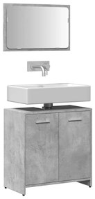Mobile Da Bagno Con Specchio Grigio Cemento Legno Multistrato /