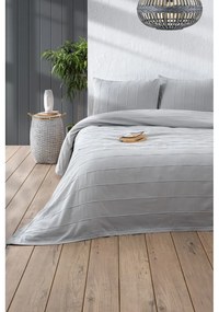 Set con copriletto e federa grigio in cotone 210x220 cm Sedef – Mijolnir