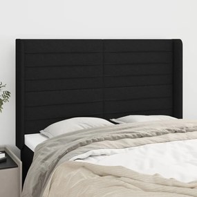 Testiera Ad Orecchio Nera 147x16x118/128 Cm İn Tessuto /