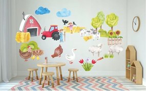 Adesivo decorativo da parete per bambini con disegni fattoria 100 x 200 cm