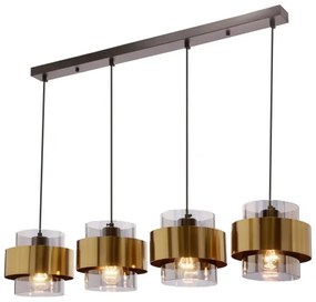 Lampadario a sospensione con filo SPIEGA 4xE27/60W/230V oro/nero