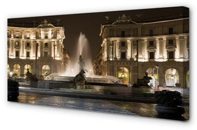 Quadro su tela Night Square di Roma Fountain 100x50 cm