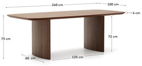 Kave Home - Tavolo Litto con impiallacciatura di noce 240 x 100 cm