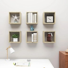 Mensole a cubo 6 pz rovere sonoma 30x15x30 cm