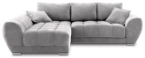Divano letto angolare grigio chiaro con rivestimento in velluto, angolo sinistro Nuage - Windsor &amp; Co Sofas