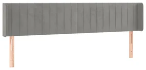 Testiera ad orecchio grigio chiaro 163x16x78/88 cm in velluto