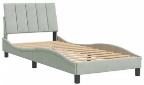 Giroletto con testiera grigio chiaro 80x200 cm in velluto