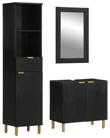 Set Mobili Da Bagno 3 Pz Nero İn Legno Multistrato /