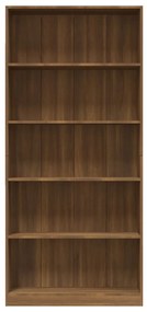 Libreria 5 ripiani rovere marrone 80x24x175cm legno multistrato