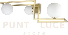 Angolo  lampada da soffitto ottonr diffusore bianco opaco 3 luci at...