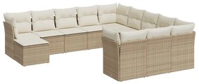 Set divani da giardino 12 pz con cuscini beige in polyrattan