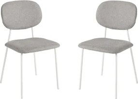 Sedia da pranzo in tessuto Grigio Chiaro gambe metallo Bianco - ELLIS 2 sedie