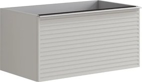 Mobile da bagno sospeso sotto lavabo Pixel stripes 2 cassetti  L 80 x H 40 x P 45.5 cm grigio pastello laccato opaco, con maniglia alluminio brillante