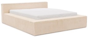 Letto matrimoniale imbottito beige con contenitore e rete inclusi 140x200 cm Cloe – Ropez