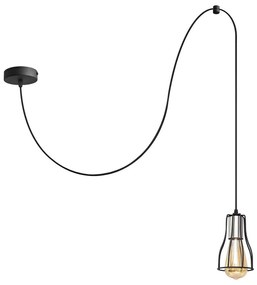 Lampadario a sospensione con filo TUBE 1xE27/15W/230V nero/cromo