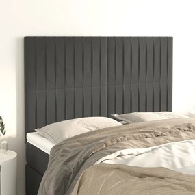 Testiere 4 Pz Grigio Scuro 72x5x78/88 Cm İn Velluto /