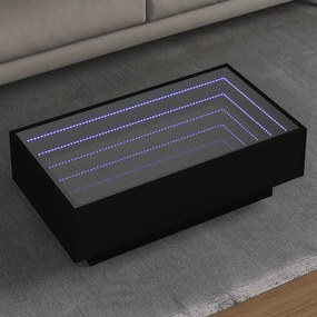 Tavolino Salotto Con Led Nero 90x50x30 Cm Legno Multistrato /