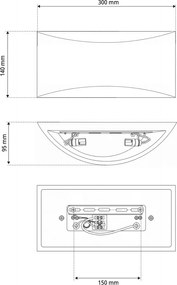 Applique da Parete 2xG9 Curva Bidirezionale 30x14cm in Gesso