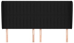 Testiera ad orecchio nera 163x23x118/128 cm in tessuto