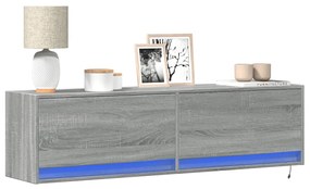 Mobile Tv A Parete Con Luci Led Grigio Sonoma 140x31x38 Cm /