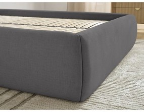 Letto matrimoniale imbottito grigio scuro con contenitore/senza testiera con rete inclusa 180x200 cm Inera – Bobochic Paris