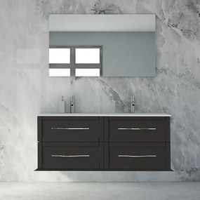 Mobile bagno sospeso con lavabo L 120 x P 46 cm grigio grafite 2 cassetti per doppia vasca Tiffany