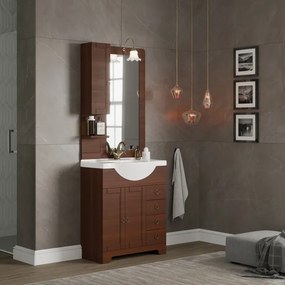 Pensile bagno Romantica noce in mdf, 1 anta apertura da sinistra P 17 x L 20 x H 97 cm