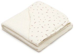 Kave Home - Asciugamano a mantellina per bebé Deya in cotone bianco con stampa