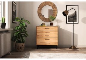 Cassettiera alta in legno di quercia in colore naturale 97x95 cm Abies - The Beds