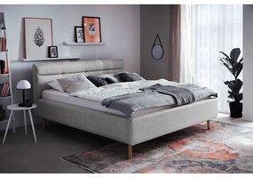 Letto matrimoniale imbottito grigio con contenitore con rete inclusa 160x200 cm Lotte – Meise Möbel